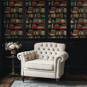 Vintage Style Vibrant Library Books Wallpaper