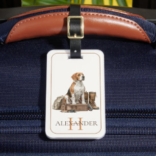 Vintage Style Watercolor Hunting Hound Dog Luggage Tag