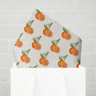 Vintage style watercolor Orange on ecru Tissue Paper