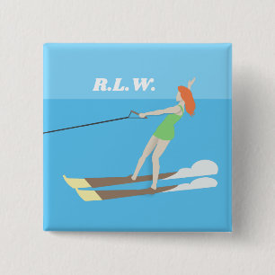 Vintage-style Waterski 15 Cm Square Badge