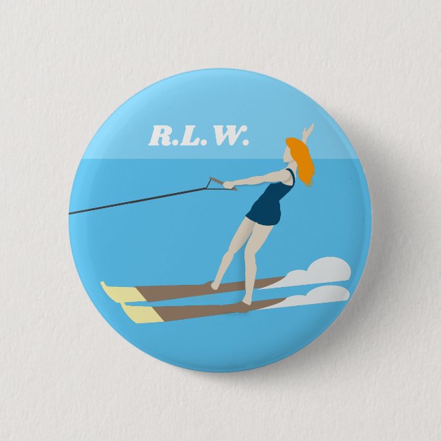 Vintage-style Waterski 6 Cm Round Badge (Front)