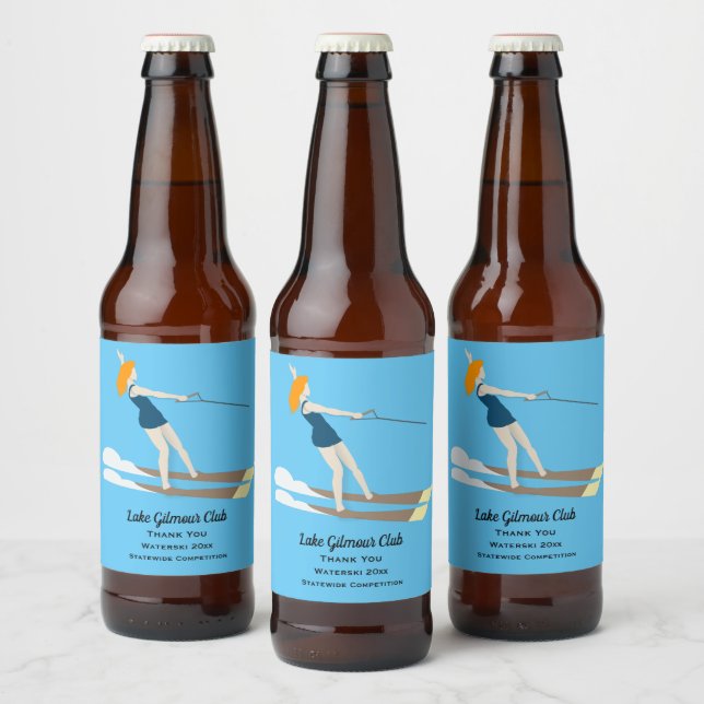 Vintage-style Waterski Beer Bottle Label (Bottles)