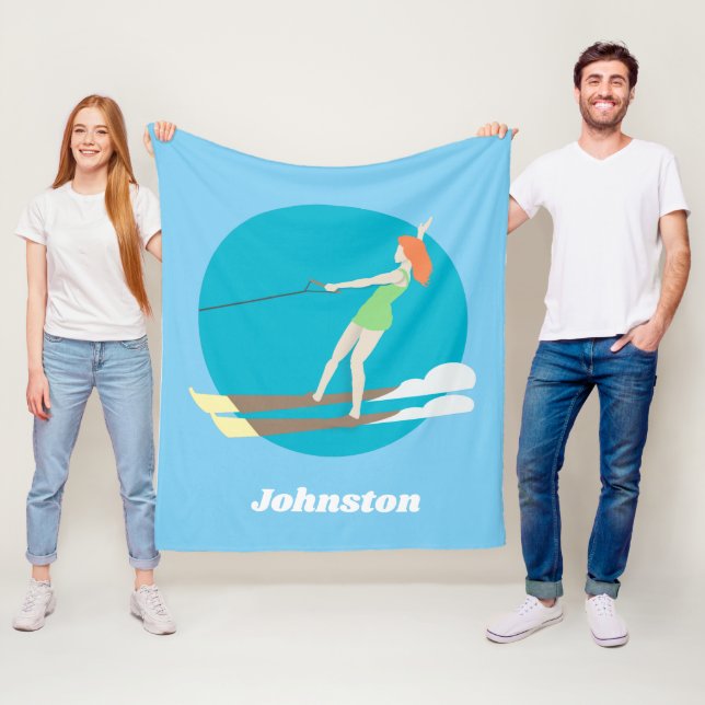 Vintage-style Waterski Fleece Blanket (In Situ)