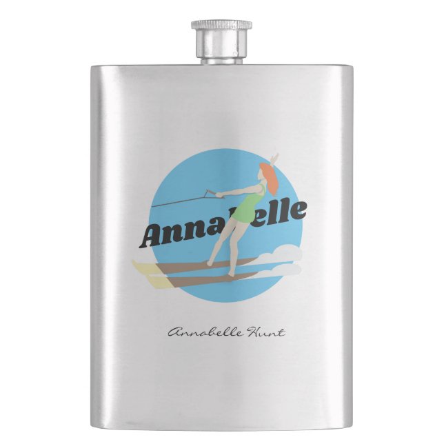Vintage-style Waterski Hip Flask (Front)