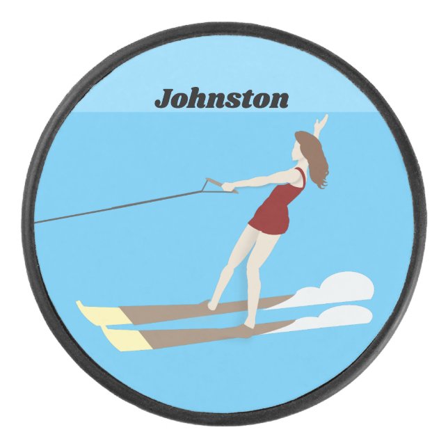 Vintage-style Waterski Hockey Puck (Front)