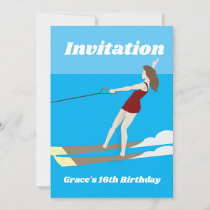 Vintage-style Waterski Invitation