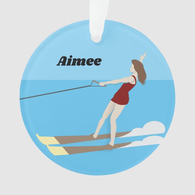 Vintage-style Waterski Ornament (Front)