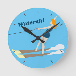 Vintage-style Waterski Round Clock