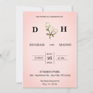 Vintage style wedding invitation card