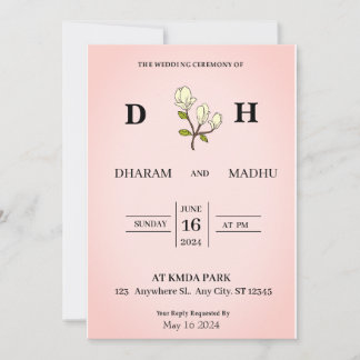 Vintage style wedding invitation card