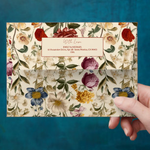 Vintage Style Wildflower Wedding Invitation Envelope