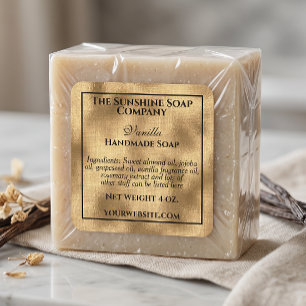 Vintage style woven gold foil soap cosmetics square sticker