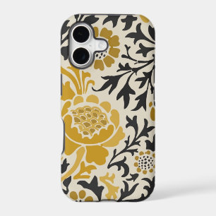 Vintage-style yellow and black floral pattern