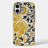 Vintage-style yellow and black floral  pattern