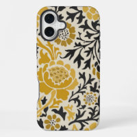 Vintage-style yellow and black floral pattern