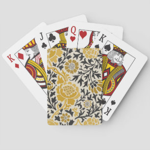 Vintage-style yellow and black floral  pattern playing cards