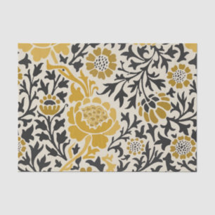 Vintage-style yellow and black floral pattern tissue paper