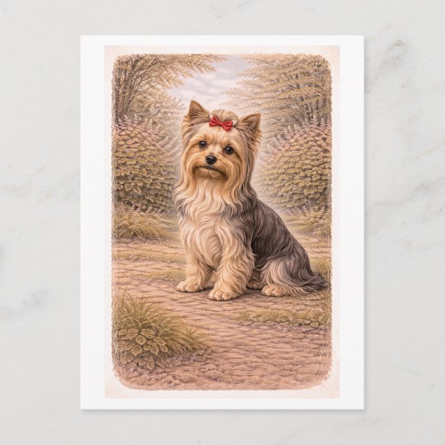 Vintage-Style Yorkshire Terrier Postcard (Front)