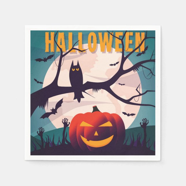 Vintage style zombie graveyard Halloween party Napkin (Front)