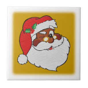 Vintage Styled Black Santa Image Tile
