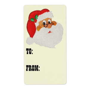 Vintage Styled Black Santa Pop Art Gift Label