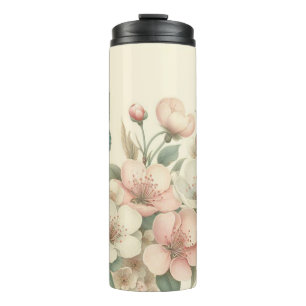 Vintage styled floral/spring butterfly thermal tumbler