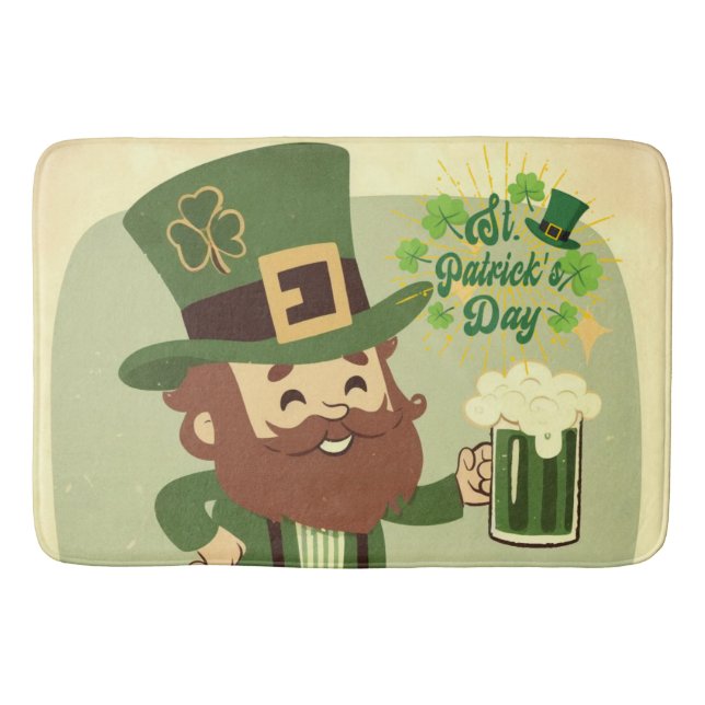 Vintage styled Saint Patrick's day Bath Mat (Front)