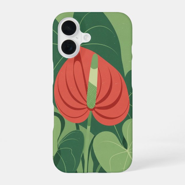 Vintage Stylised Anthurium iPhone 16 Case (Back)