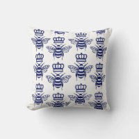 Vintage Stylised Bumble Bees with Crown Blue SV