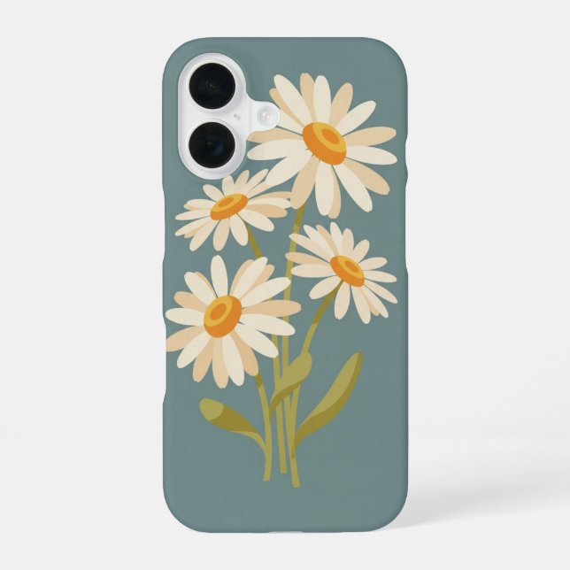 Vintage Stylised Daisies iPhone 16 Case (Back)