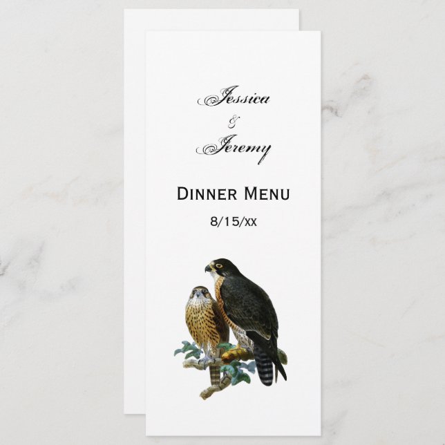 Vintage Stylised Falcons on Branch Invitation (Front/Back)