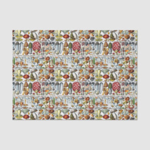 Vintage Stylised Mushrooms Fungi DIY Colour BG Tissue Paper