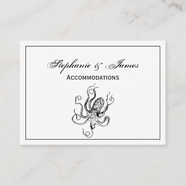 Vintage Stylised Octopus Drawing #1 Business Card (Front)