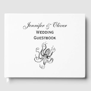 Vintage Stylised Octopus Drawing #1 Guest Book