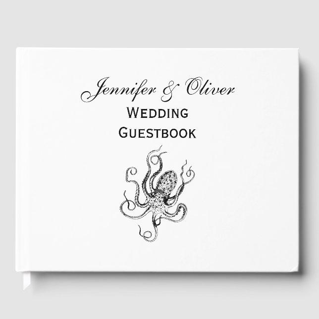 Vintage Stylised Octopus Drawing #1 Guest Book (Front)