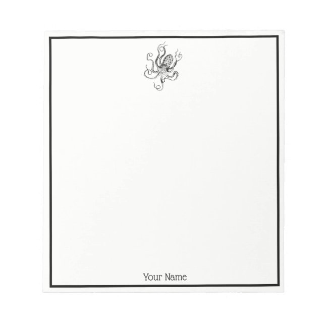 Vintage Stylised Octopus Drawing #1 Notepad (Front)