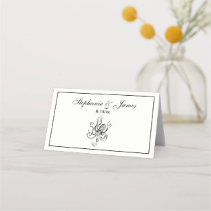 Vintage Stylised Octopus Drawing #1 Place Card