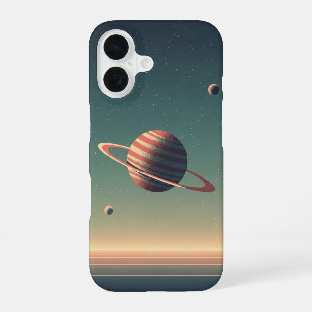 Vintage Stylised Planet iPhone 16 Case (Back)