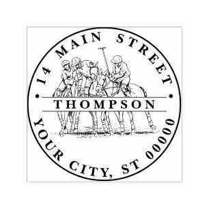 Vintage Stylised Polo Match #1 Name Address Self-inking Stamp