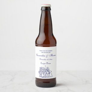 Vintage Stylised Polo Match Drawing #1 Blue Beer Bottle Label