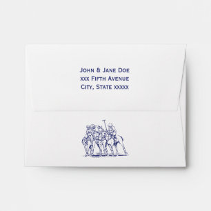 Vintage Stylised Polo Match Drawing #1 Blue Envelope