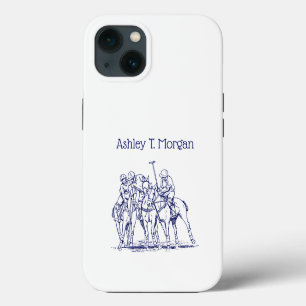 Vintage Stylised Polo Match Drawing #1 Blue iPhone 13 Case