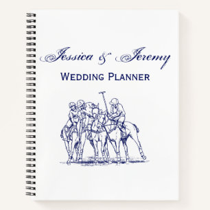 Vintage Stylised Polo Match Drawing #1 Blue Notebook