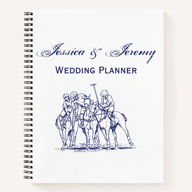 Vintage Stylised Polo Match Drawing #1 Blue Notebook (Front)