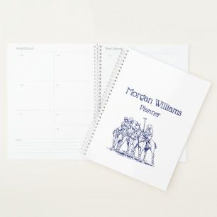 Vintage Stylised Polo Match Drawing #1 Blue Planner