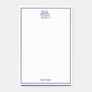 Vintage Stylised Polo Match Drawing #1 Blue Post-it Notes