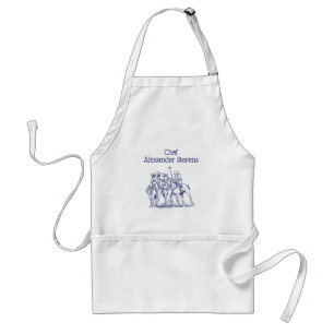 Vintage Stylised Polo Match Drawing #1 Blue Standard Apron