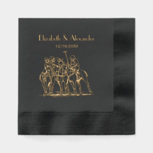 Vintage Stylised Polo Match Drawing #1 Foil Napkins