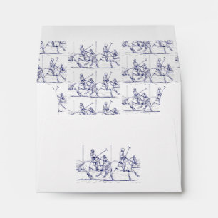 Vintage Stylised Polo Match Drawing #2 Blue Envelo Envelope