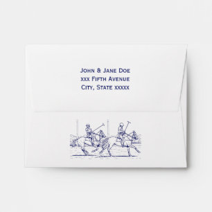 Vintage Stylised Polo Match Drawing #2 Blue Envelope